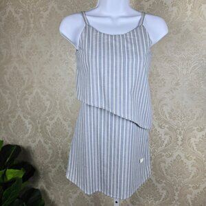 7 For All Mankind Size Small Blue White Stripe Mini Dress Spaghetti Strap Cotton